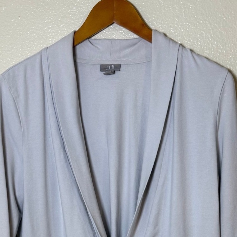 J.Jill‎ Women Cardigan Sweater M Grey Shawl Collar Button Front Cotton Modal - Picture 3 of 11